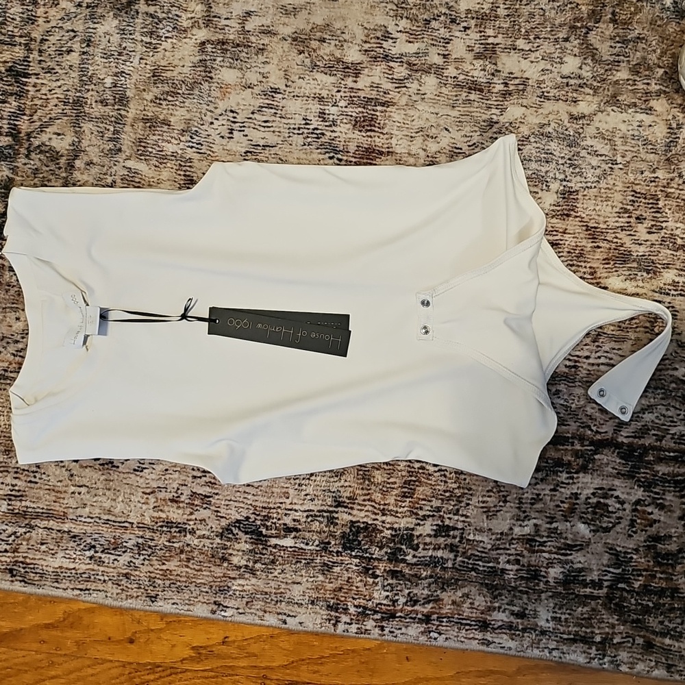 House Of Harlow Cream Sleeveless Bodysuit